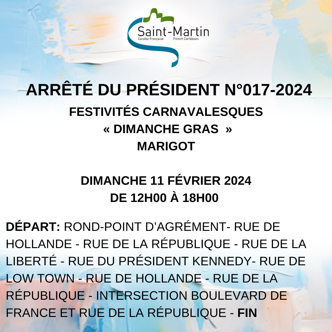 Arrêté du Président N°017 -019- 034 - 2024 - Festivités Carnavalesques