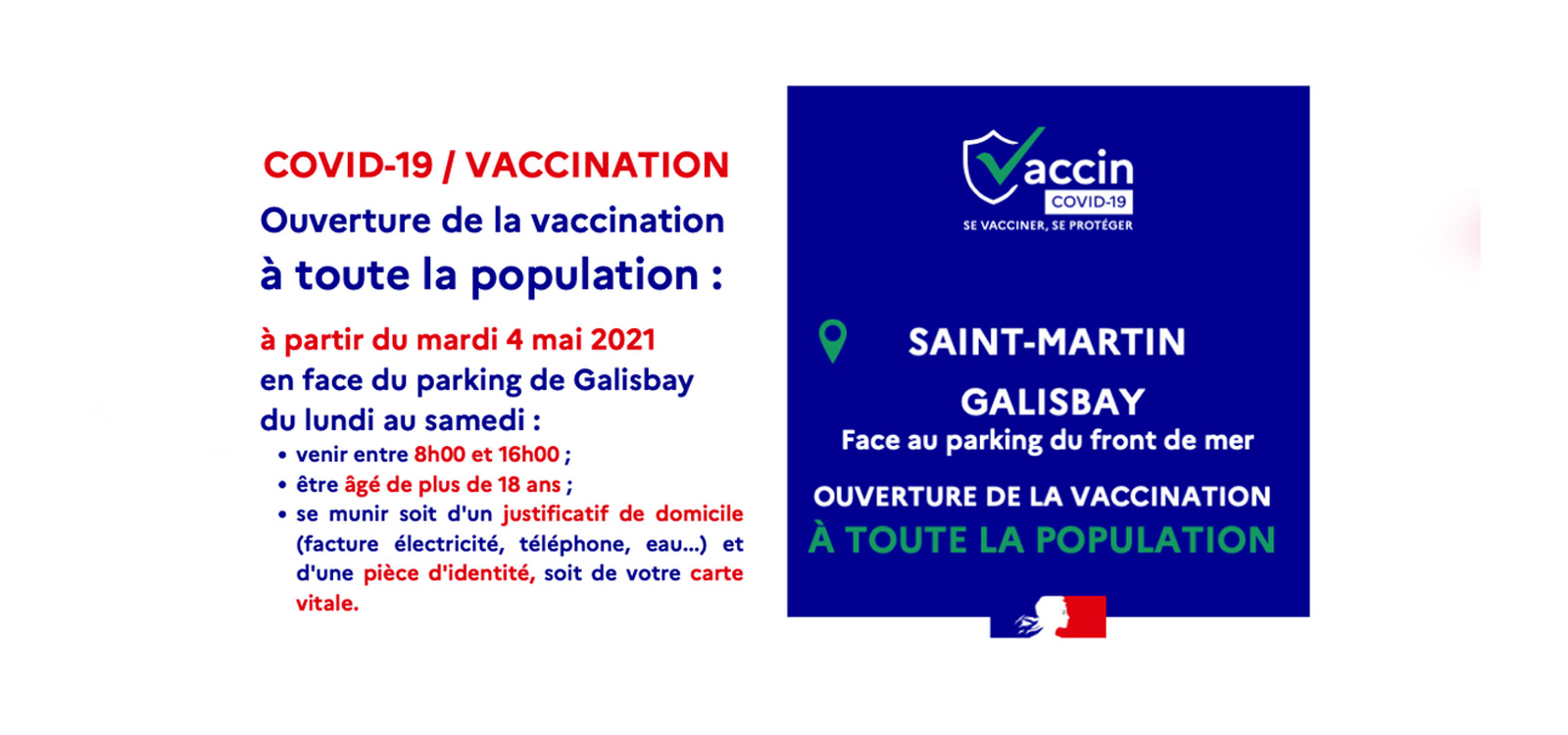 COVID-19: Montée en puissance de la vaccination à  Saint-Martin dès le Mardi 4 mai 2021